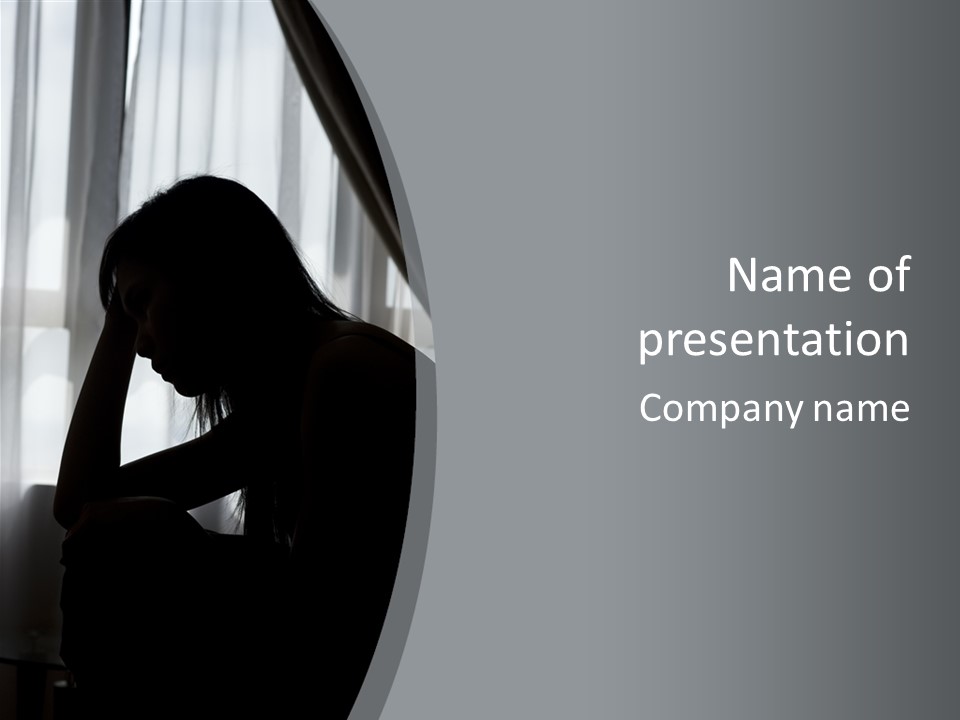 Silhouette Of A Depressed Lady PowerPoint Template