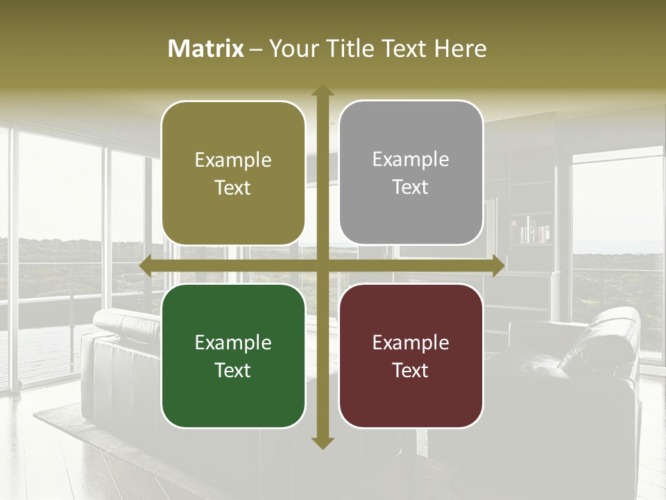 A Modern Luxury Home Interior Living Area With Couch And Flat Screen Tv And A Beautiful View. PowerPoint Template