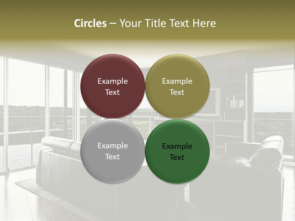 A Modern Luxury Home Interior Living Area With Couch And Flat Screen Tv And A Beautiful View. PowerPoint Template