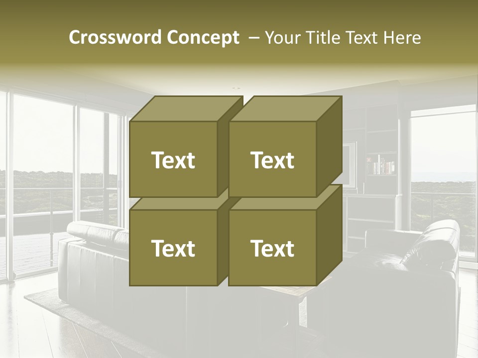 A Modern Luxury Home Interior Living Area With Couch And Flat Screen Tv And A Beautiful View. PowerPoint Template