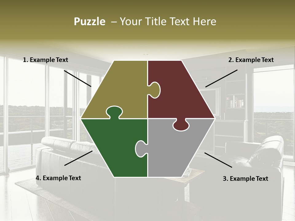 A Modern Luxury Home Interior Living Area With Couch And Flat Screen Tv And A Beautiful View. PowerPoint Template