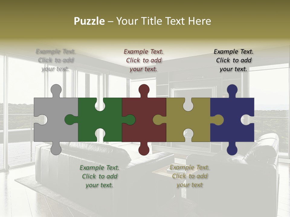 A Modern Luxury Home Interior Living Area With Couch And Flat Screen Tv And A Beautiful View. PowerPoint Template