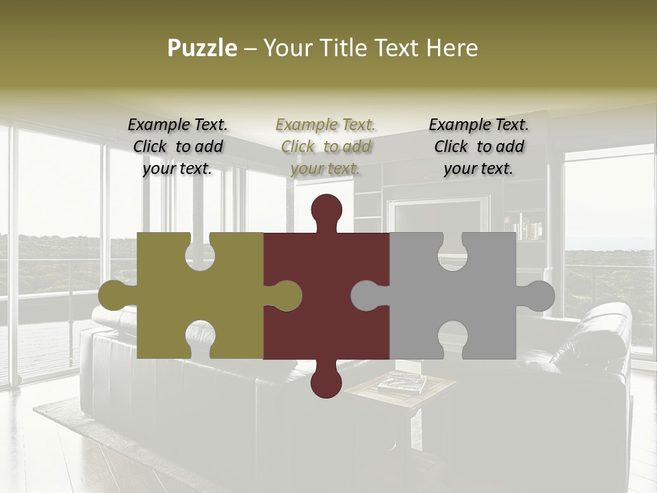 A Modern Luxury Home Interior Living Area With Couch And Flat Screen Tv And A Beautiful View. PowerPoint Template