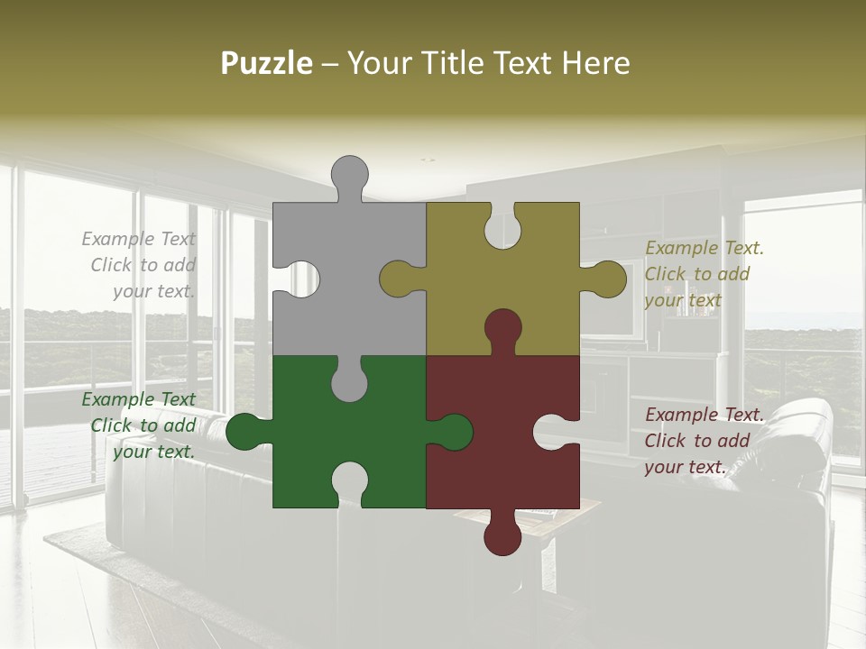 A Modern Luxury Home Interior Living Area With Couch And Flat Screen Tv And A Beautiful View. PowerPoint Template