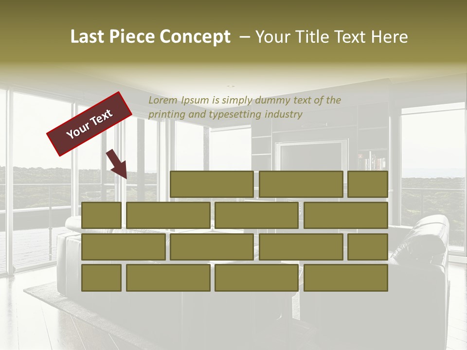 A Modern Luxury Home Interior Living Area With Couch And Flat Screen Tv And A Beautiful View. PowerPoint Template