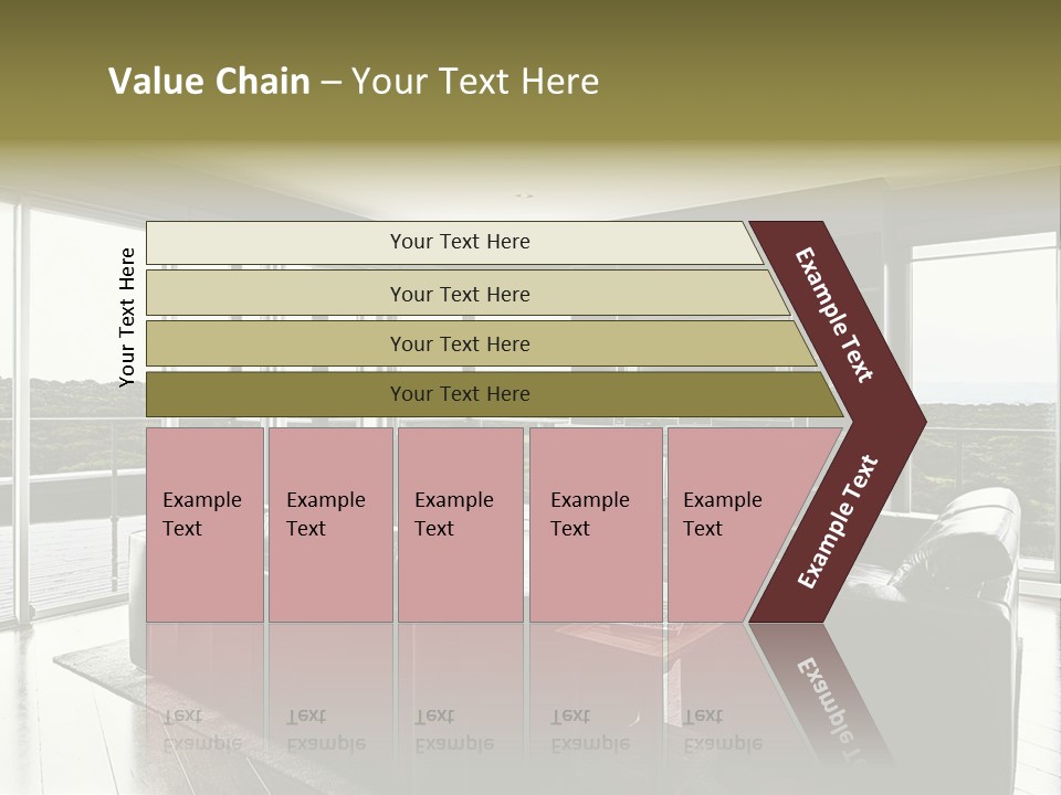 A Modern Luxury Home Interior Living Area With Couch And Flat Screen Tv And A Beautiful View. PowerPoint Template