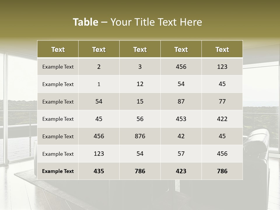 A Modern Luxury Home Interior Living Area With Couch And Flat Screen Tv And A Beautiful View. PowerPoint Template