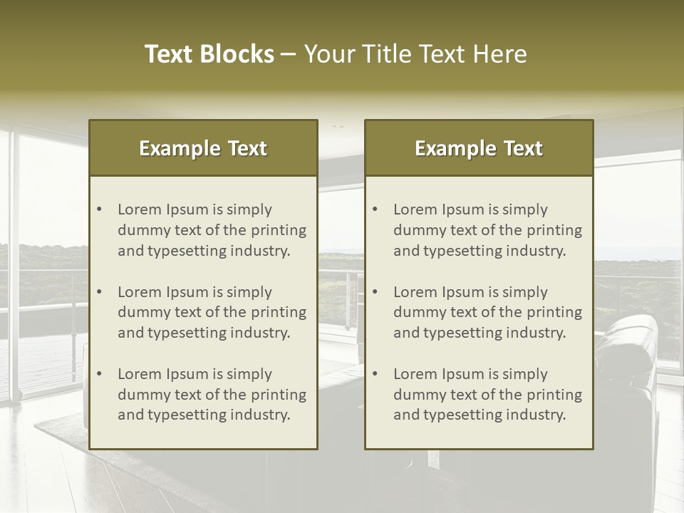 A Modern Luxury Home Interior Living Area With Couch And Flat Screen Tv And A Beautiful View. PowerPoint Template