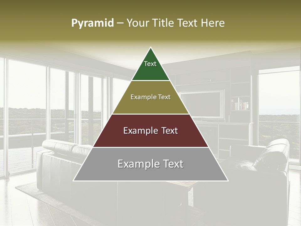 A Modern Luxury Home Interior Living Area With Couch And Flat Screen Tv And A Beautiful View. PowerPoint Template