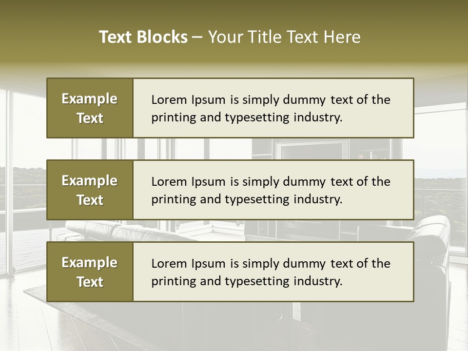 A Modern Luxury Home Interior Living Area With Couch And Flat Screen Tv And A Beautiful View. PowerPoint Template