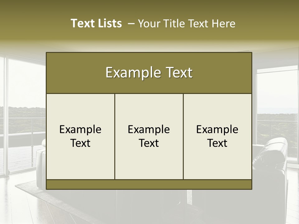 A Modern Luxury Home Interior Living Area With Couch And Flat Screen Tv And A Beautiful View. PowerPoint Template