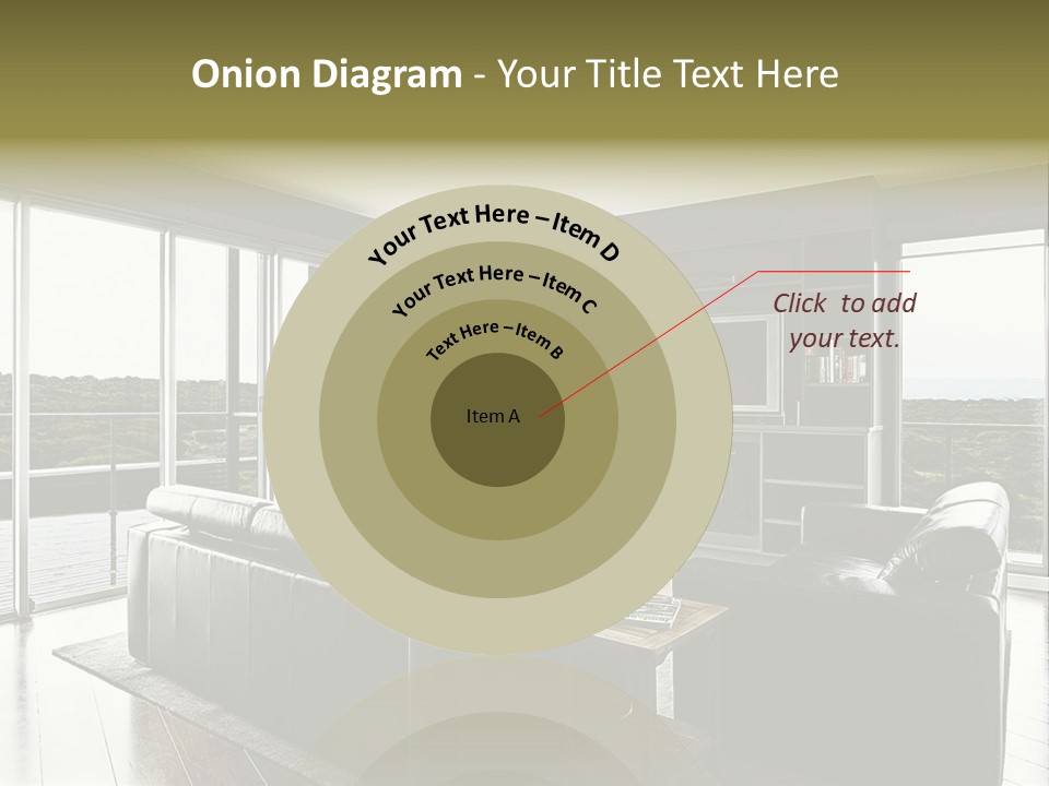 A Modern Luxury Home Interior Living Area With Couch And Flat Screen Tv And A Beautiful View. PowerPoint Template