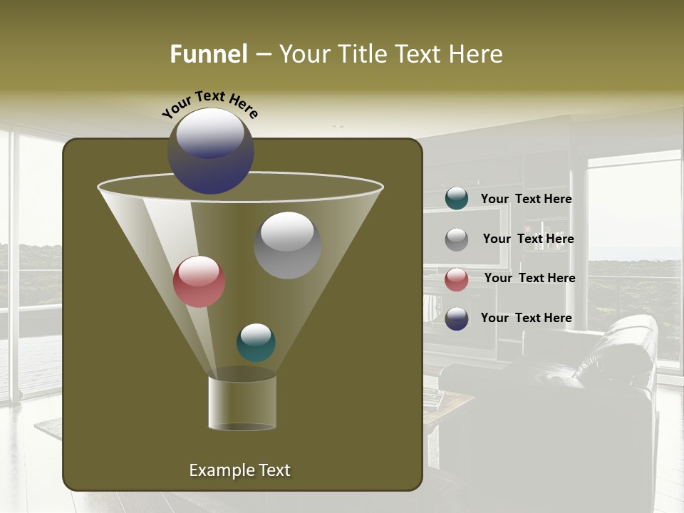 A Modern Luxury Home Interior Living Area With Couch And Flat Screen Tv And A Beautiful View. PowerPoint Template