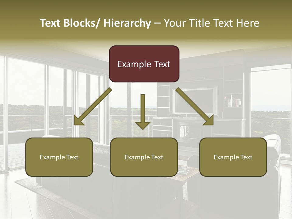 A Modern Luxury Home Interior Living Area With Couch And Flat Screen Tv And A Beautiful View. PowerPoint Template