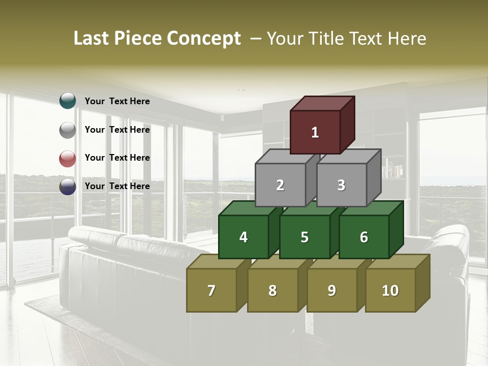 A Modern Luxury Home Interior Living Area With Couch And Flat Screen Tv And A Beautiful View. PowerPoint Template