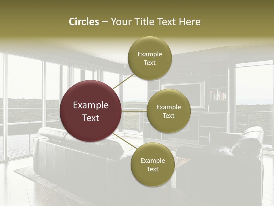 A Modern Luxury Home Interior Living Area With Couch And Flat Screen Tv And A Beautiful View. PowerPoint Template