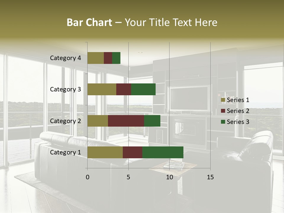 A Modern Luxury Home Interior Living Area With Couch And Flat Screen Tv And A Beautiful View. PowerPoint Template