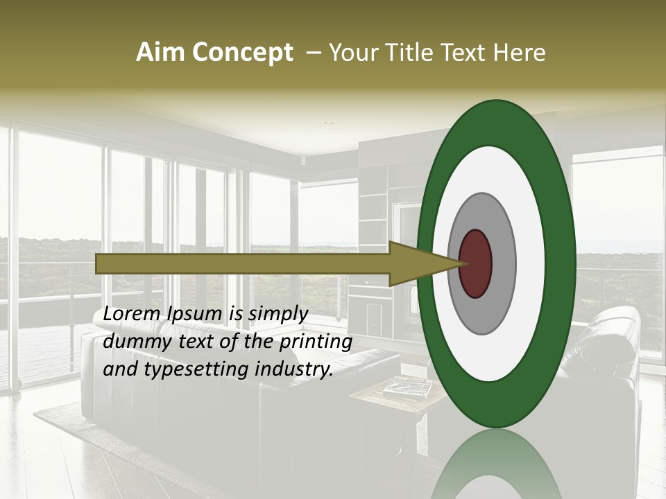 A Modern Luxury Home Interior Living Area With Couch And Flat Screen Tv And A Beautiful View. PowerPoint Template