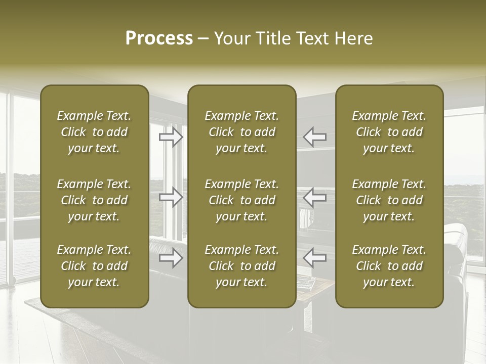 A Modern Luxury Home Interior Living Area With Couch And Flat Screen Tv And A Beautiful View. PowerPoint Template