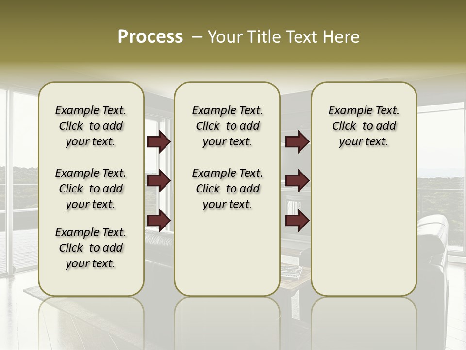 A Modern Luxury Home Interior Living Area With Couch And Flat Screen Tv And A Beautiful View. PowerPoint Template