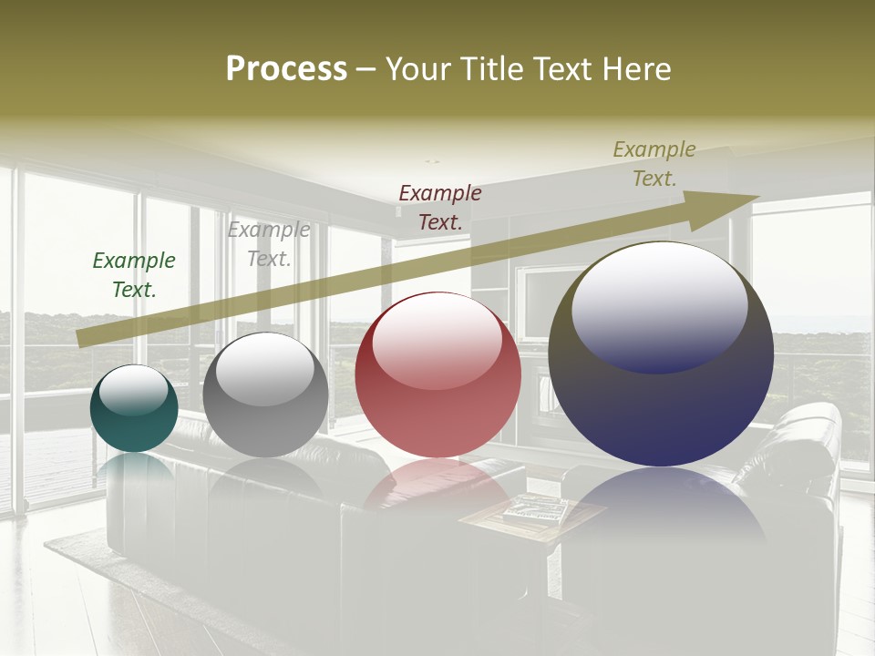 A Modern Luxury Home Interior Living Area With Couch And Flat Screen Tv And A Beautiful View. PowerPoint Template