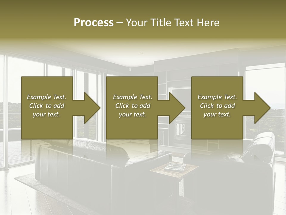 A Modern Luxury Home Interior Living Area With Couch And Flat Screen Tv And A Beautiful View. PowerPoint Template