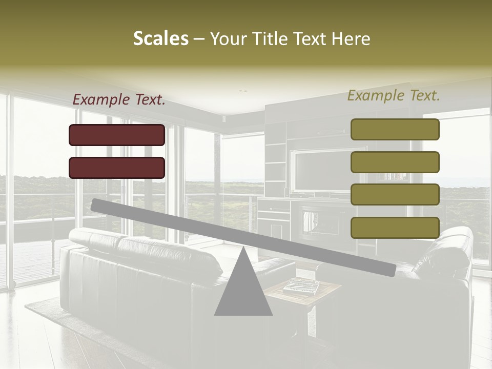 A Modern Luxury Home Interior Living Area With Couch And Flat Screen Tv And A Beautiful View. PowerPoint Template