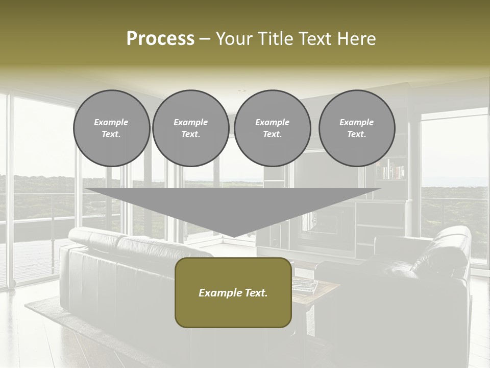 A Modern Luxury Home Interior Living Area With Couch And Flat Screen Tv And A Beautiful View. PowerPoint Template