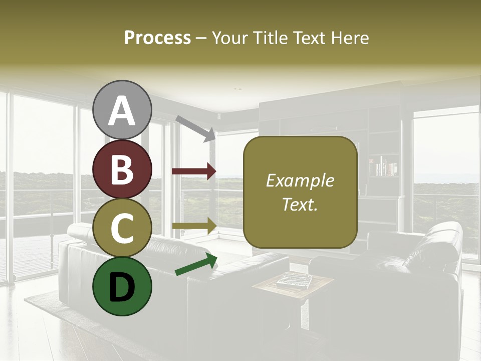 A Modern Luxury Home Interior Living Area With Couch And Flat Screen Tv And A Beautiful View. PowerPoint Template