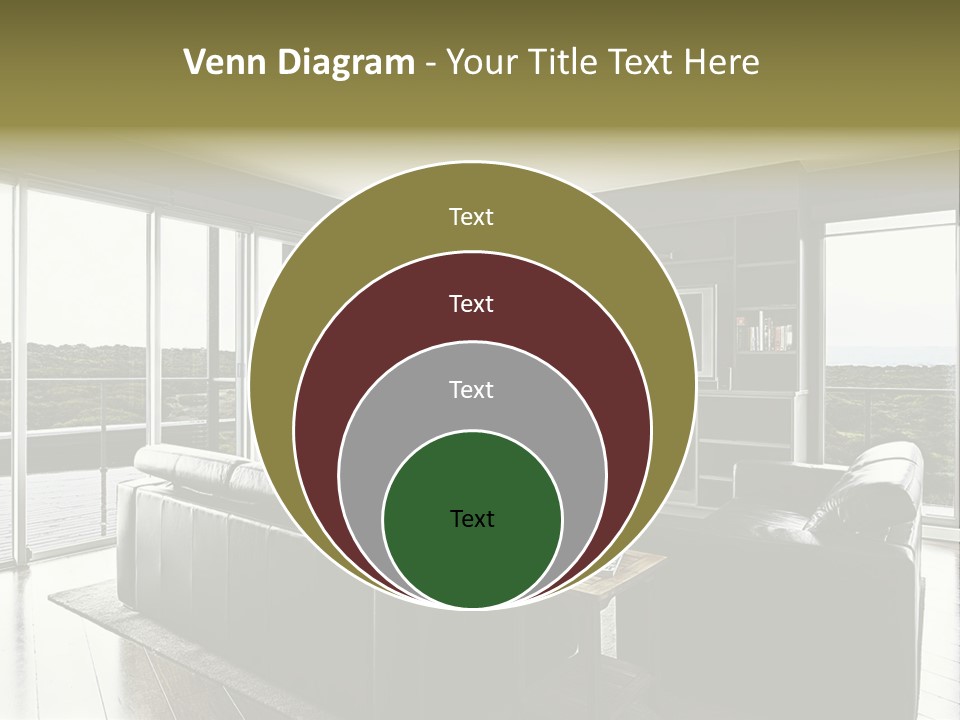 A Modern Luxury Home Interior Living Area With Couch And Flat Screen Tv And A Beautiful View. PowerPoint Template