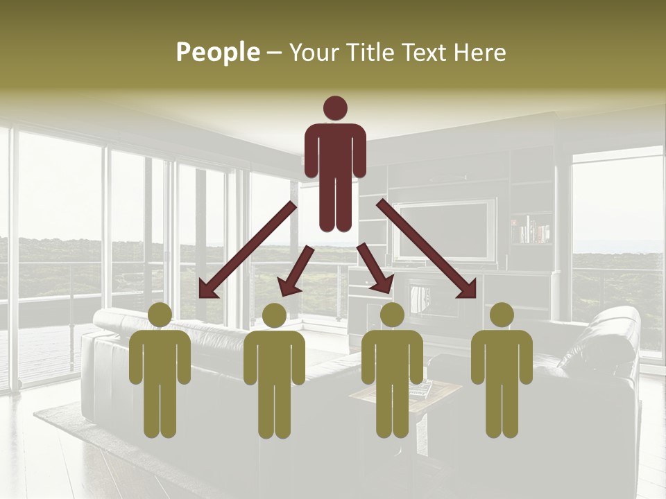 A Modern Luxury Home Interior Living Area With Couch And Flat Screen Tv And A Beautiful View. PowerPoint Template