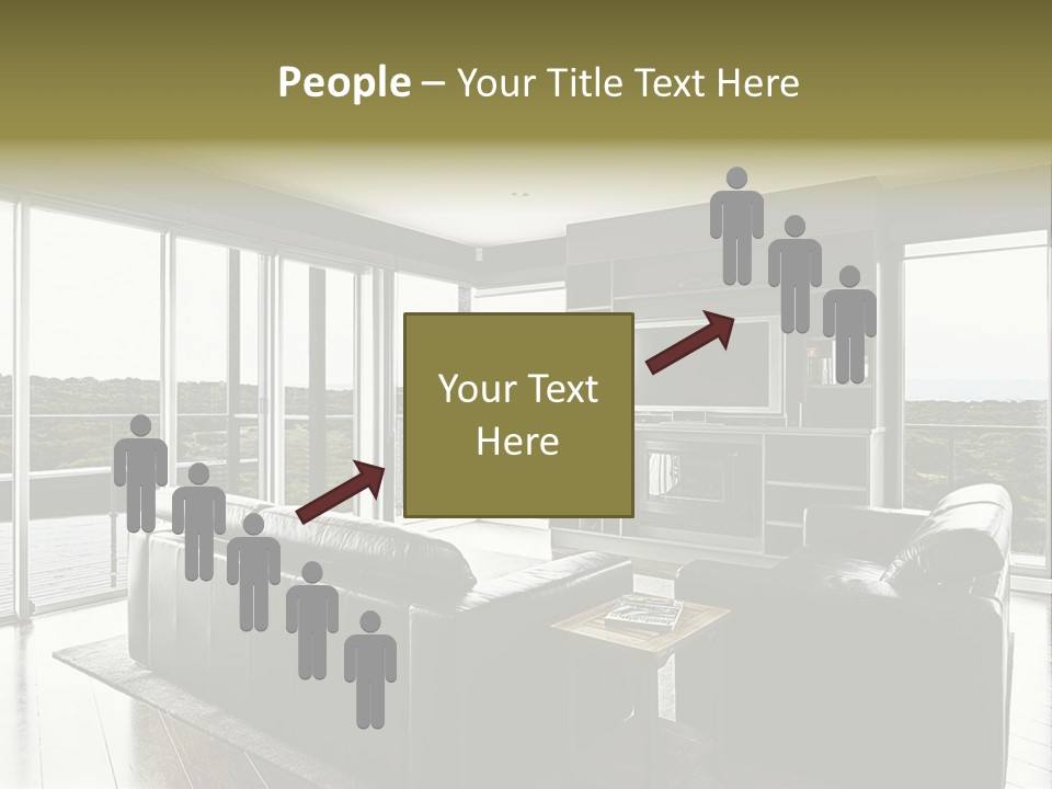 A Modern Luxury Home Interior Living Area With Couch And Flat Screen Tv And A Beautiful View. PowerPoint Template