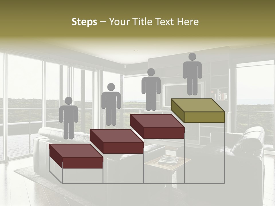 A Modern Luxury Home Interior Living Area With Couch And Flat Screen Tv And A Beautiful View. PowerPoint Template