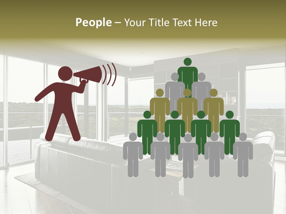 A Modern Luxury Home Interior Living Area With Couch And Flat Screen Tv And A Beautiful View. PowerPoint Template