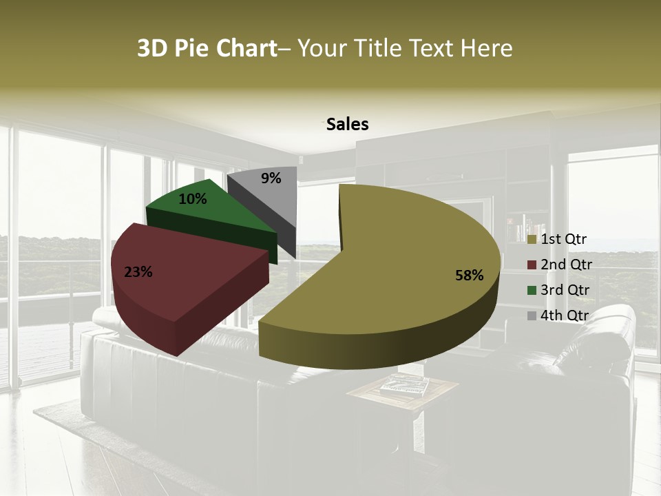 A Modern Luxury Home Interior Living Area With Couch And Flat Screen Tv And A Beautiful View. PowerPoint Template