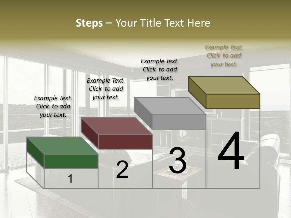 A Modern Luxury Home Interior Living Area With Couch And Flat Screen Tv And A Beautiful View. PowerPoint Template