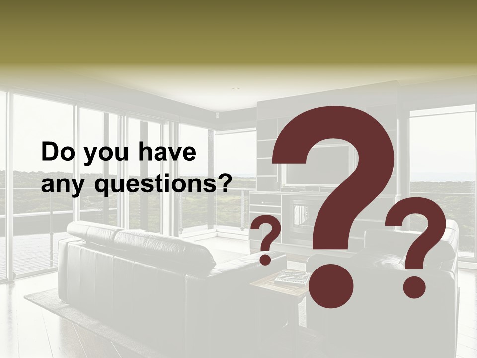 A Modern Luxury Home Interior Living Area With Couch And Flat Screen Tv And A Beautiful View. PowerPoint Template