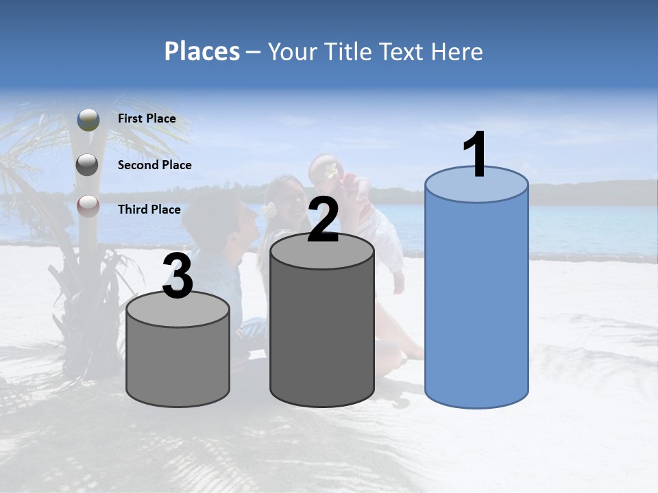 Family Vacation. Young Family Of Three On Vacation. Taken With Wide Angle Lens. PowerPoint Template