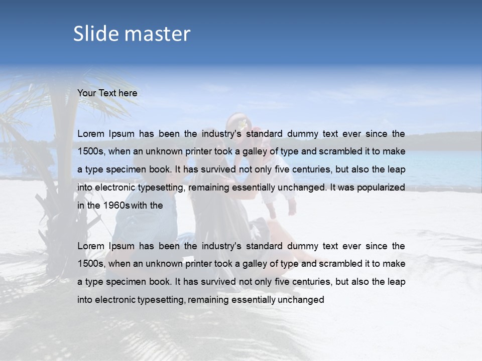 Family Vacation. Young Family Of Three On Vacation. Taken With Wide Angle Lens. PowerPoint Template