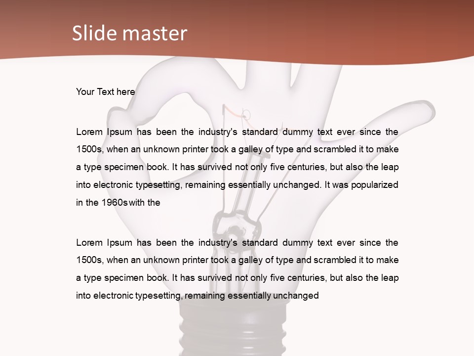Ok Hand Lamp Bulb PowerPoint Template