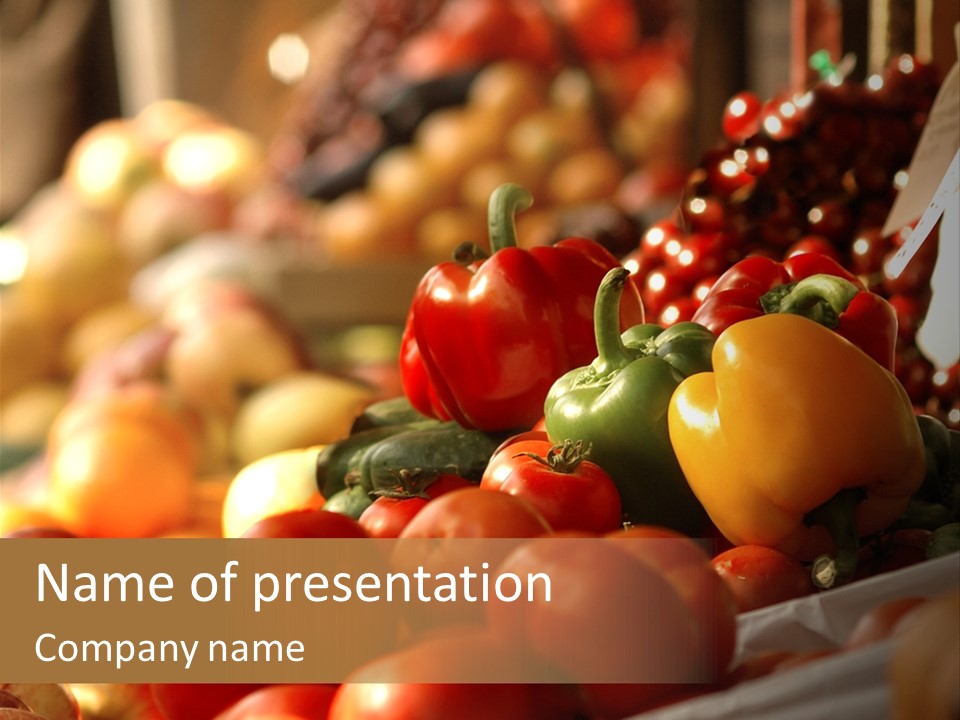A Picture Of Fresh Tomatoes, Bell Peppers And Other Vegetables. Look For More In My Portfolio PowerPoint Template