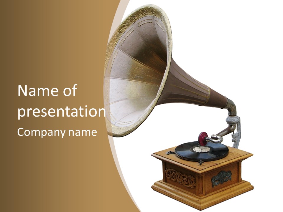 Old Gramophone Isolated On White PowerPoint Template