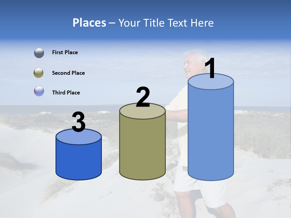 The Man Doing Tai Chi By The Unspoilt Beach. PowerPoint Template
