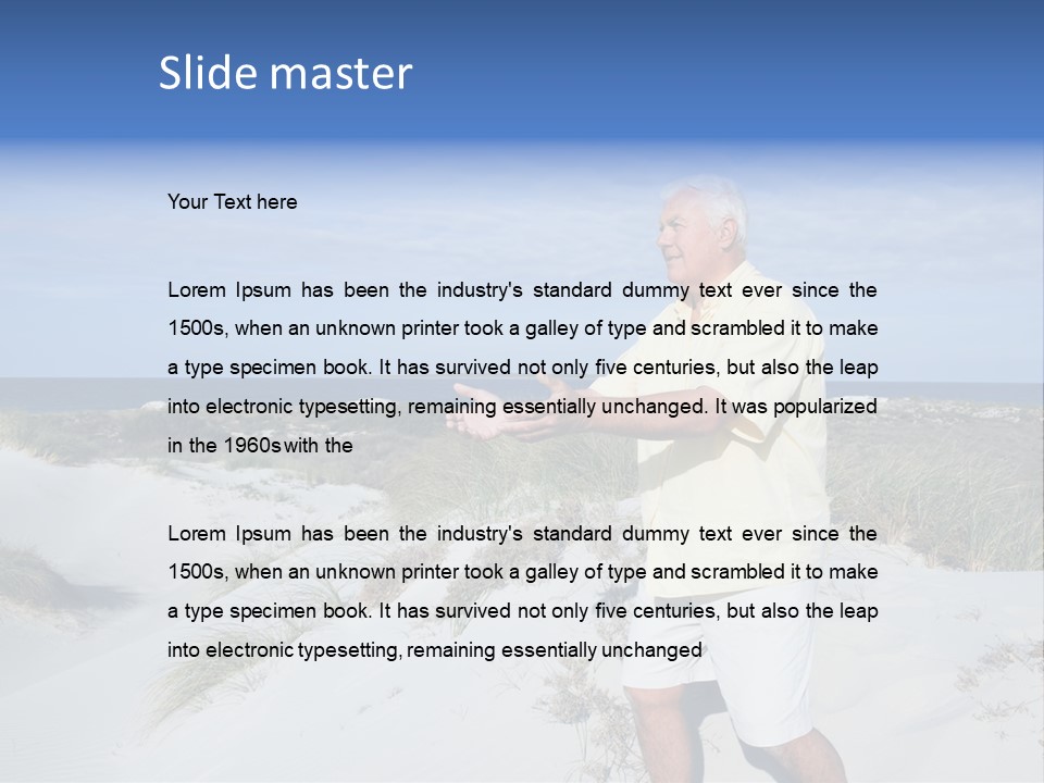 The Man Doing Tai Chi By The Unspoilt Beach. PowerPoint Template