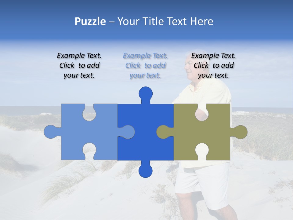 The Man Doing Tai Chi By The Unspoilt Beach. PowerPoint Template