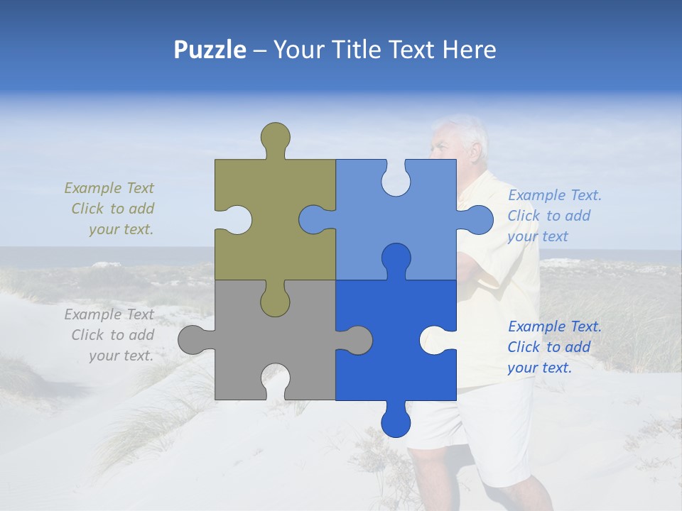 The Man Doing Tai Chi By The Unspoilt Beach. PowerPoint Template