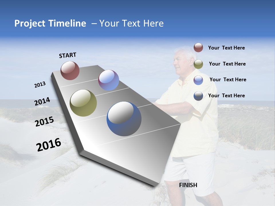 The Man Doing Tai Chi By The Unspoilt Beach. PowerPoint Template
