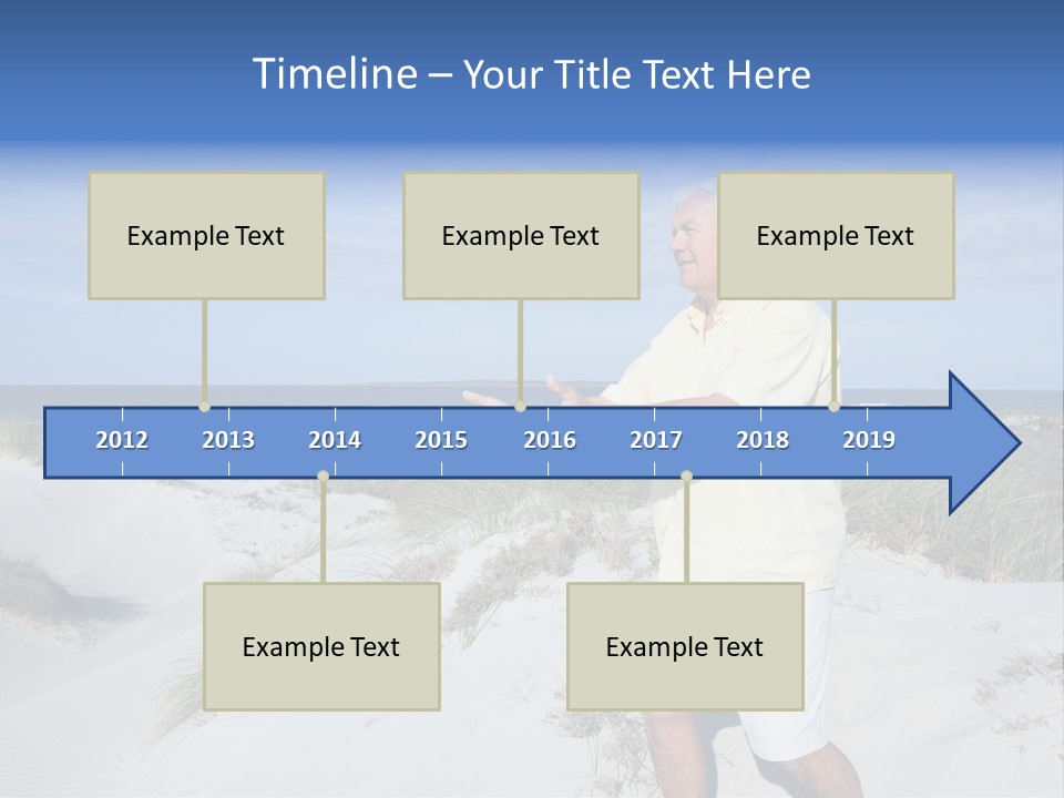The Man Doing Tai Chi By The Unspoilt Beach. PowerPoint Template