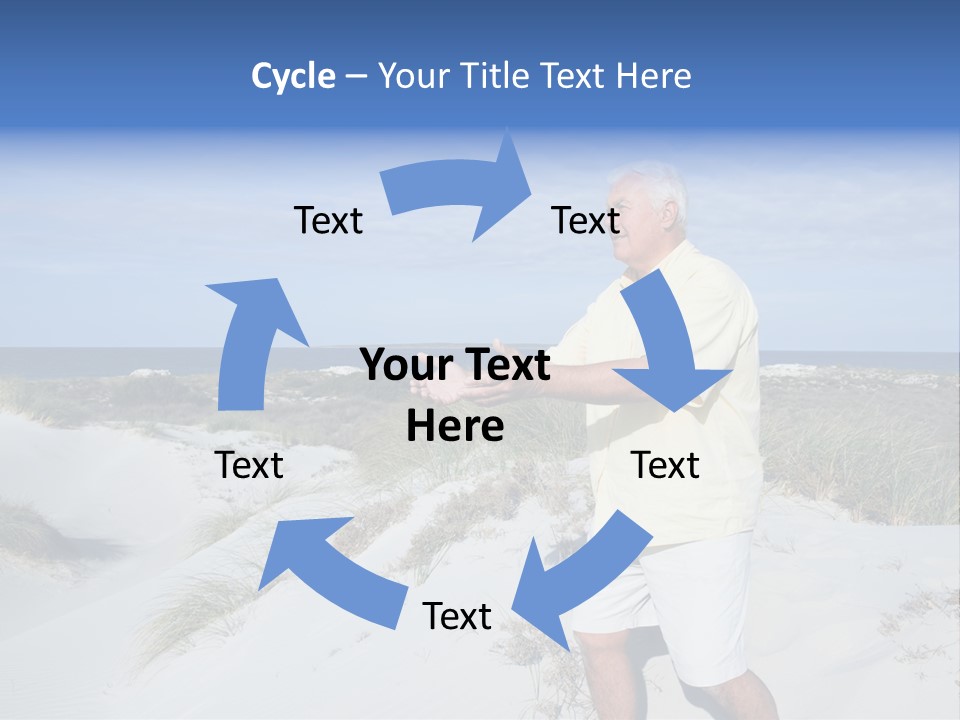 The Man Doing Tai Chi By The Unspoilt Beach. PowerPoint Template