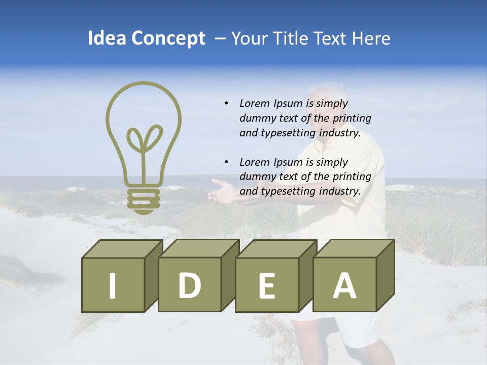 The Man Doing Tai Chi By The Unspoilt Beach. PowerPoint Template